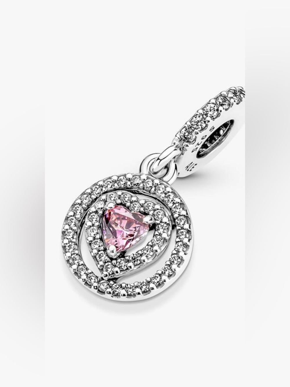 Pandora Sparkling Double Halo Heart Dangle Charm 791476C01